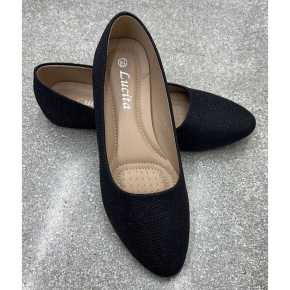 LUCITA / Friendly / Black / Glitter / Slip-On / Ballet / Flats / Pointed Toe - Picture 7 of 9